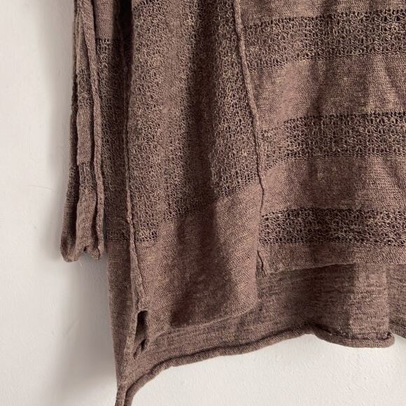 Free People Wild Horses linen loose knit 1/4 button up oversized tunic sweater - Picture 3 of 8